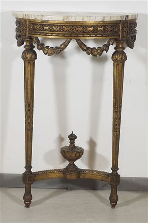 Consolle francese in stile Luigi XVI in legno dorato con specchio. cm....