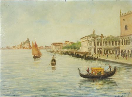 Pittore inizio XX secolo "Veduta di Venezia" cm. 35x50 - olio su cartone...