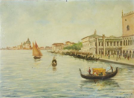 Pittore inizio XX secolo "Veduta di Venezia" cm. 35x50 - olio su cartone...