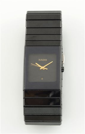 Rado: orologio da polso in acciaio nero con cassa rettangolare. Con scatola...