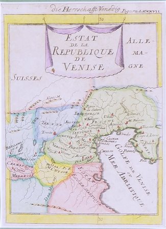 Lotto di 6 piccole carte geografiche incorniciate. Misure diverse.
