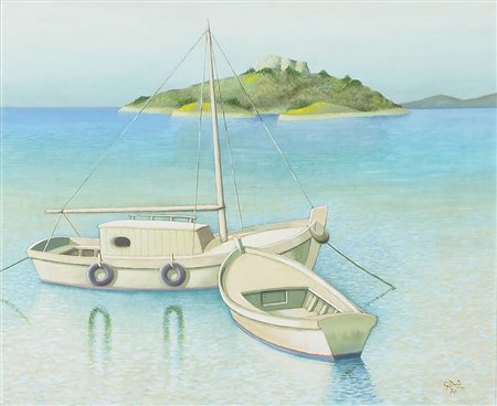 Giovanni Duiz Trieste 1923-2013 "Marina 1970" cm. 50x60 - olio su faesite...