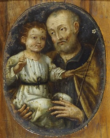 Maestro del XIX secolo "Santo" cm. 12x9 - olio su rame