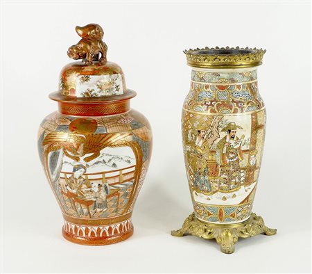 Lottodi 2 vasi decorati a motivi orientali. H. max cm. 35,