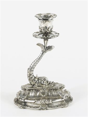 Buccellati: candeliere in argento 925 finemente sbalzato con figura di...