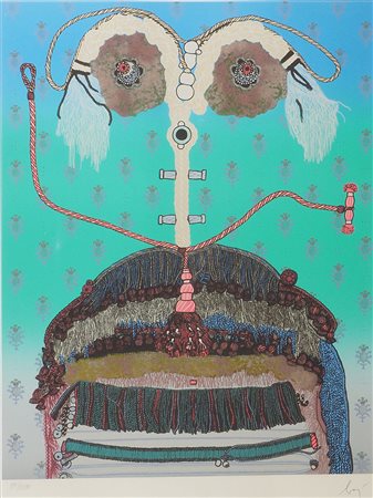 Enrico Baj Milano 1924-2003 "Personaggio" cm. 100x70 - litografia a colori...