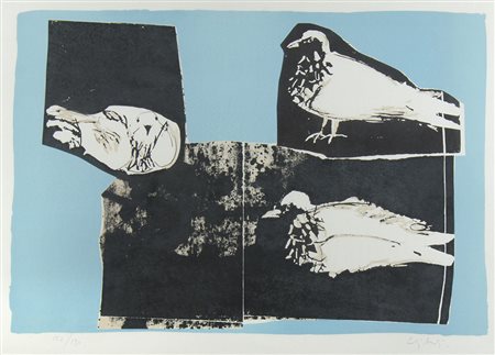 Giorgio Celiberti Udine 1929 "Uccelli" cm. 50x70 - litografia a colori...