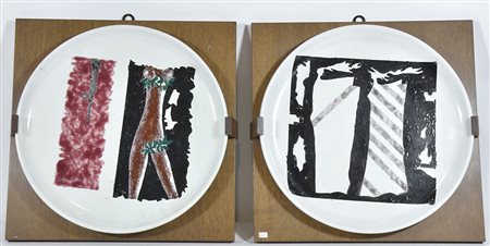 Ugo Carà Trieste 1908-2005 Lotto di 2 piatti dipinti dall'Arista, entro...