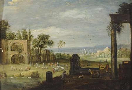 Maestro del XIX secolo "Veduta di Roma" cm. 13x19 - olio su tavola