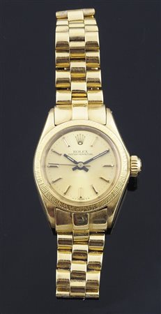 Rolex: orologio da polso da donna in oro giallo, Oyster Perpetual. Diam. cm 2,8