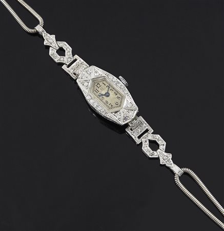 Orologio Omega in platino e diamanti taglio huit huit di tot ca ct.0,70, anni...