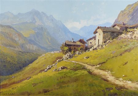 Romolo Liverani 1809-1872 "Paesaggio montano" cm. 70x100 - olio su compensato...