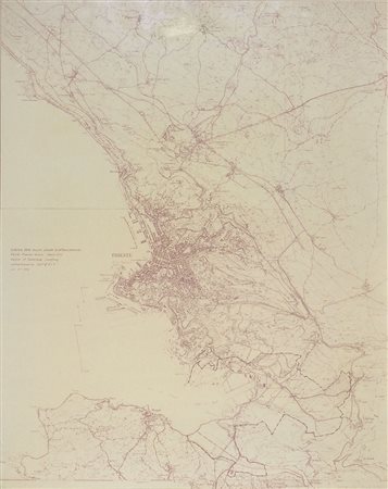 Lotto di 2 carte geografiche raffiguranti Trieste e dintorni, incorniciate.