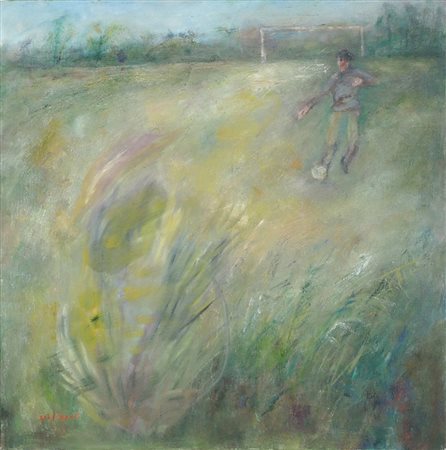 Livio Rosignano Pinguente (Pola) 1924-2015 "Il gioco del calcio" cm. 80x80 -...