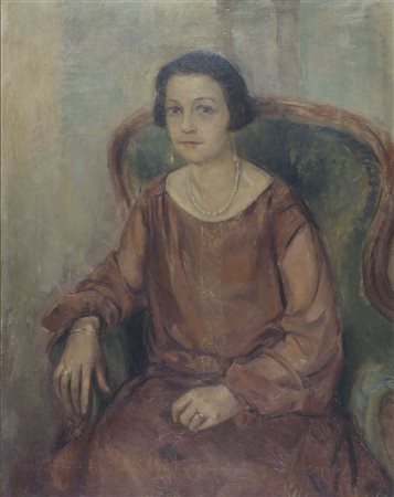 Enrico Fonda Fiume 1892-Parigi 1929 "L'amica Matilde" cm. 92x72 - olio su...