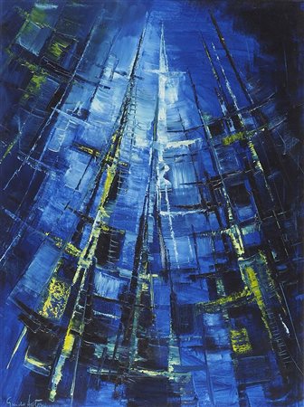 Guido Antoni 1929-2007 "Composizione blu" cm. 80x60 - olio su tela Firmato b....