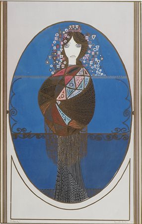 Guido Antoni 1929-2007 "Modella futurista cm. 60x40 Firmato b. a d. e datato...