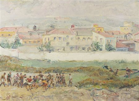 Giovanni Craglietto Verteneglio 1889-Trieste 1975 "Giochi di una volta" cm....