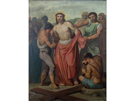 Anonimo (XIX secolo) Gesù è spogliato delle vesti 92x71,5 cm Olio su tela