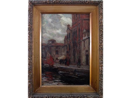 Eugenio Bonivento (1880-1956) Chioggia 59x40 cm Olio su tela