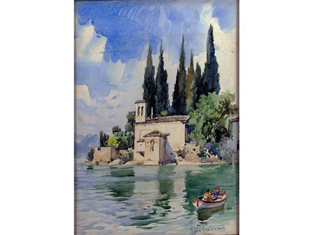 Aldo Raimondi (1902-1997) Lago di garda (Punta san Vigilio) 67x47 cm...