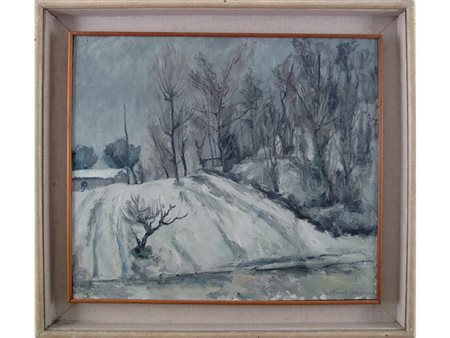 Lino Bianchi Barriviera (1906-1985) Nevicata 60x70 cm Olio su tela