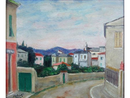 Alberto Salietti (1892–1961) Paesaggio 22x27 cm Olio su compensato