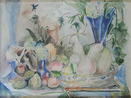 Lucia Maria Bessi (1929-?) Natura morta 55x70 cm Acquarello su carta