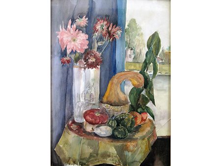 Lucia Maria Bessi (1929-?) Natura morta 66x47 cm Acquarello su carta