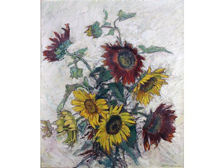 Edith Lutz-Romani (1894-1983) Girasoli 74x68 cm Olio su tela