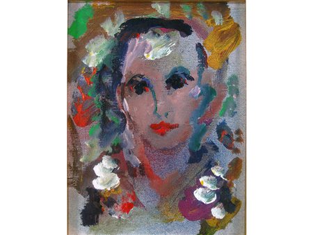 Ernesto Treccani (1920–2009) Volto femminile 24x18 cm Tecnica mista