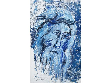 Autore non identificato (XX.secolo) Volto di Cristo 50x30 cm Olio su tela