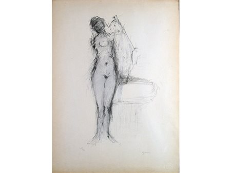 Firma illeggibile (XX secolo) Nudo 53x39 cm Litografia