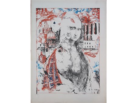 Firma illeggibile (XX secolo) "La giocoda de face et de pace" 70x50 cm...