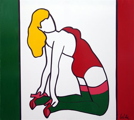 Marco Lodola 1955, Dorno (Pv) - [Italia] Pin up tecnica mista su tela 90x100...