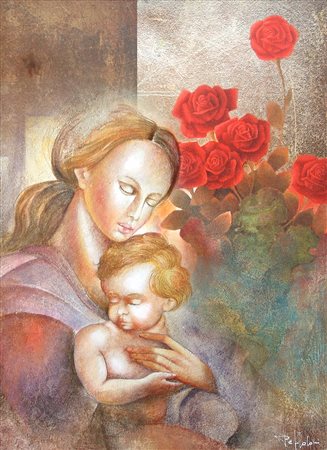 Alvaro Peppoloni 1951, Spello (Pg) - [Italia] Maternità retouche su tavola...