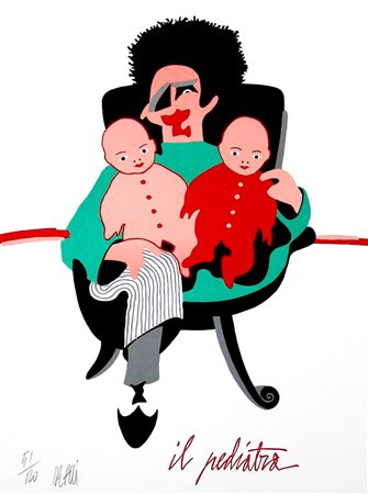 Fabio De Poli 1947, Genova (Ge) - [Italia] Il pediatra litografia 70x50 cm...
