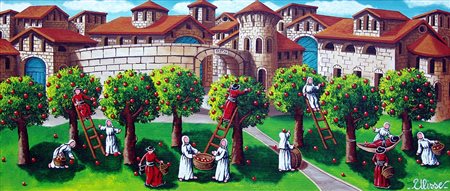 Ulisse 1957, Osimo (An) - [Italia] I frutti rossi olio su tavola 30x70 cm...