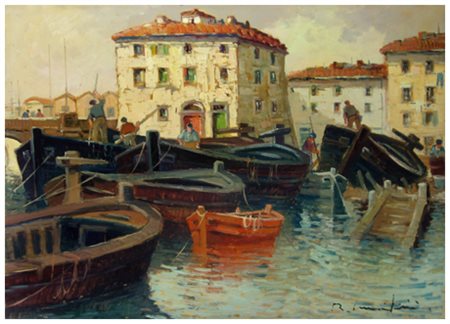 RENZO MARTINI Livorno 1937 – Livorno 2005 Livorno vecchia 1984 Olio su...