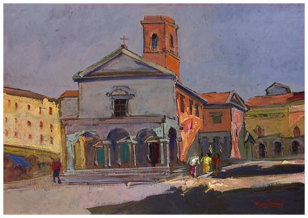 FRANCO MAZZACCHERINI La Spezia 1939 – Livorno 1999 Il Duomo, Livorno Olio su...