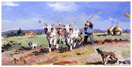 MARIO ROMBOLINI Livorno 1935 – Livorno 2014 Vecchia Maremma Olio su masonite...