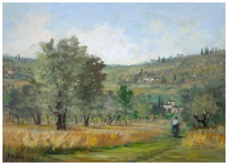 FAUSTO MAGNI Firenze 1906 – Firenze 1985 Senza titolo Olio su tavola 39,5 x...