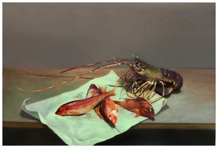 GIO DI BATTE Livorno 1944 Senza titolo Olio su tela 39,5 x 58. Firma in b. a...