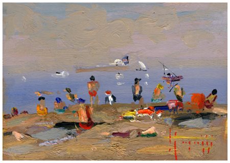 ALDO MAZZI Livorno 1937 Senza titolo Olio su tavola 14,5 x 20,7. Firma in b....