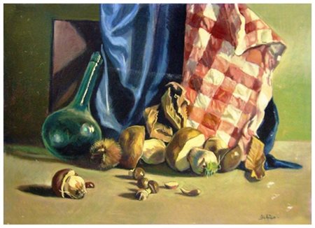 GIACOMO VACCARO Sassetta 1935 Funghi Olio su tela 50 x 70. Firma in b. a d.;...