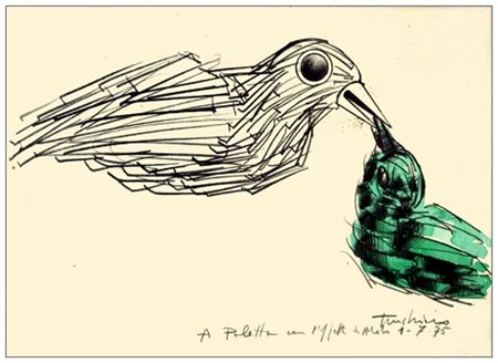 ALDO TURCHIARO Celico 1929 Senza titolo 1975 Tec. mista su carta 16 x 22....