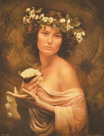 ULISSE SARTINI Primavera serigrafia su tela 19 passaggi di colore cm 50x38...