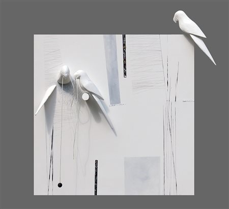 FRANCOBIANCHI-POTECA Gli amanti al sole, 2018 Tecnica mista cm 100x100