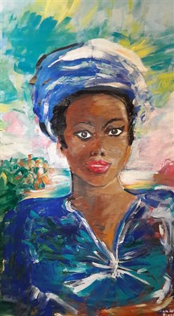 ANNIE RINAURO Fanciulla Haitiana Sosua Puerto Plata, 1994 acrilico su tela cm...