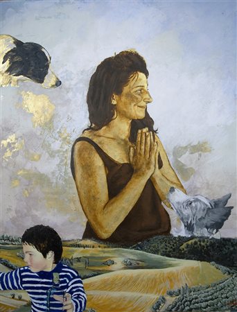 EMILIO FACCHINI Anime, 2017 olio, tempera e foglie oro su tavola cm 100x80